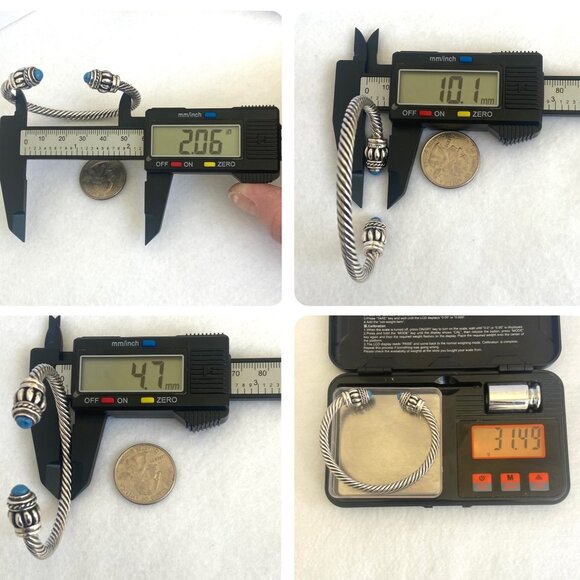 Sterling Silver 925 Mexico Chunky Blue Sodalite Twisted Rope Cuff Bracelet 6.25" - Picture 10 of 16